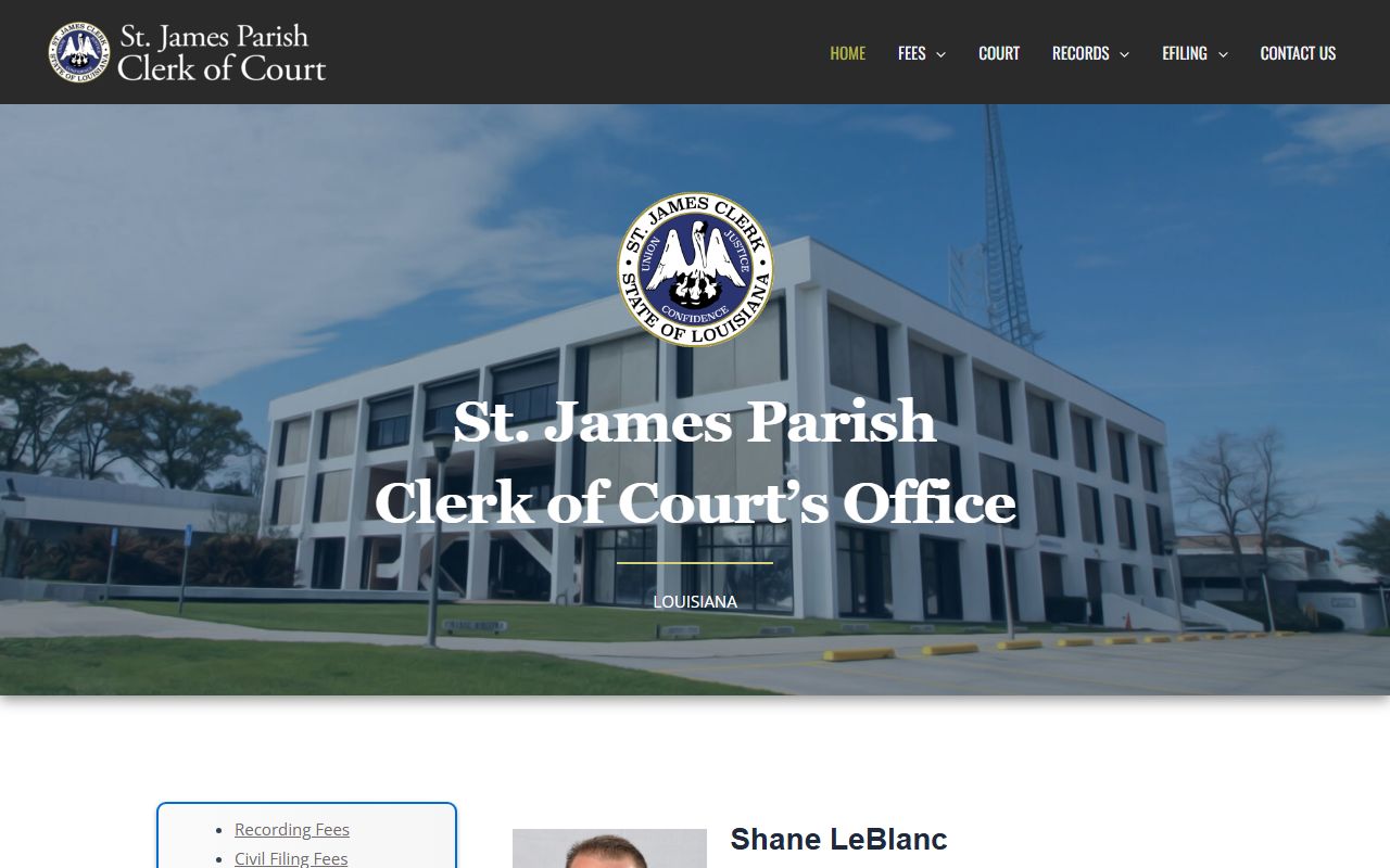 St. James Parish Clerk of Court homepage records access