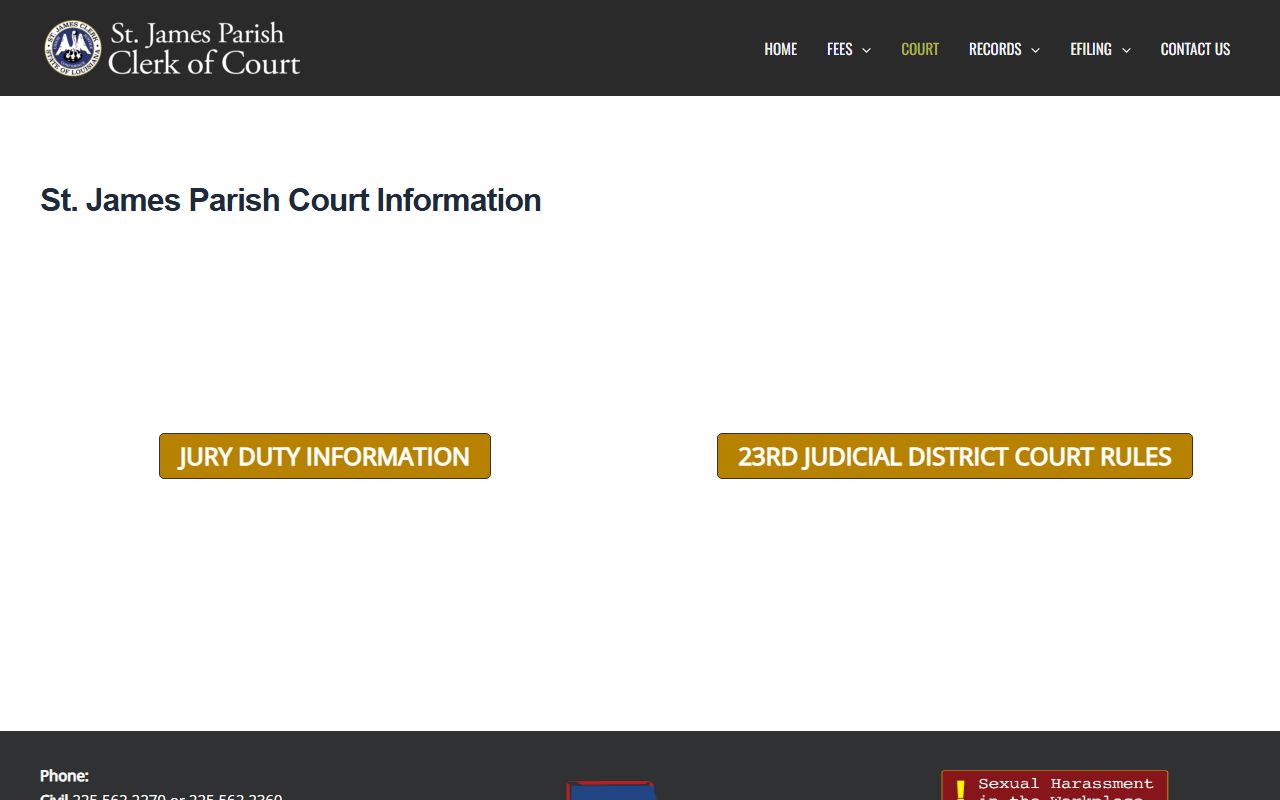 St. James Parish Clerk of Court court rules and jury duty links