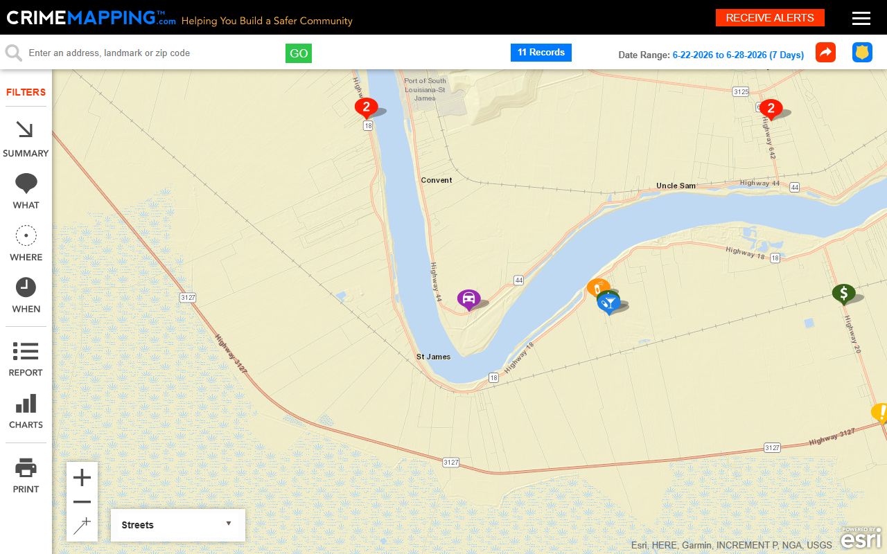 St. James Parish arrest records and crime map access