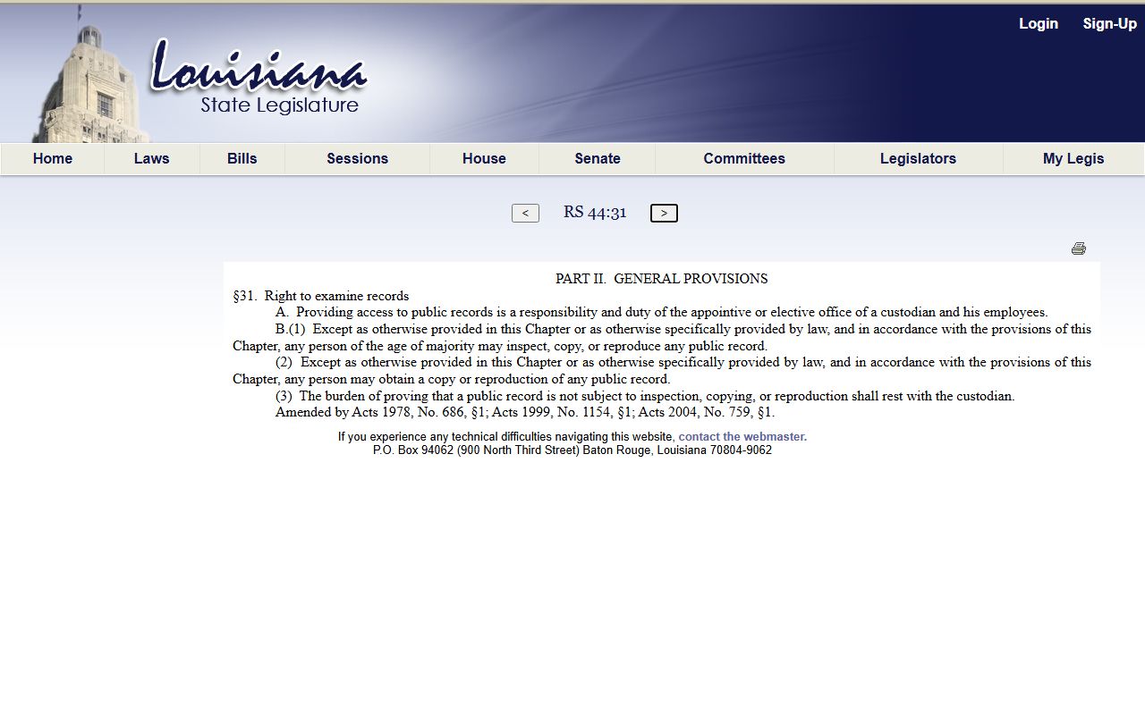 St. James Parish court records Louisiana public access statute