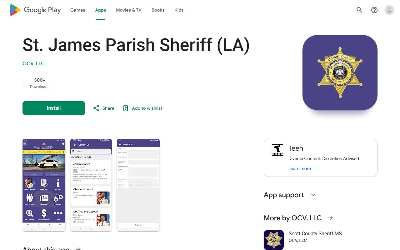 St. James Parish court records Google Play sheriff app listing